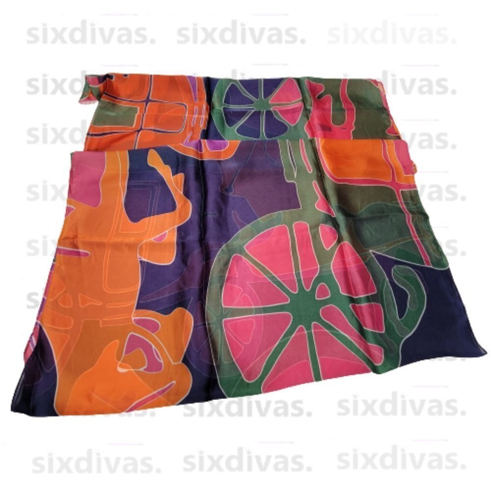 COLORFUL Silk Rectangular Scarf - Picture 6 of 7